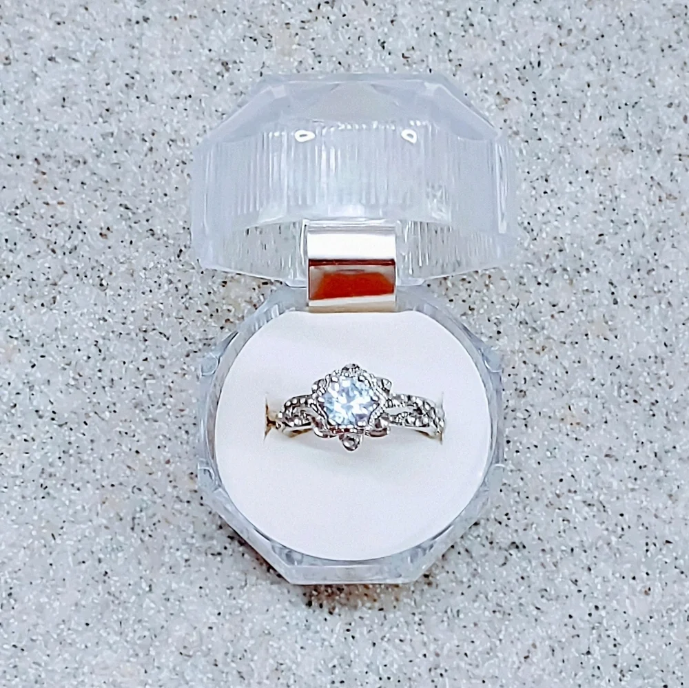 VICTORIAN STYLE RHODIUM PLATED STAINLESS STEEL CZ RING WOMEN'S SIZE 7 - Picture 6 of 6